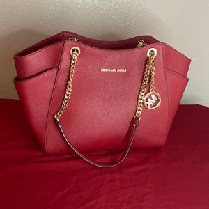 Michael Kors Women's Jet Set Travel Handbag Red, Large